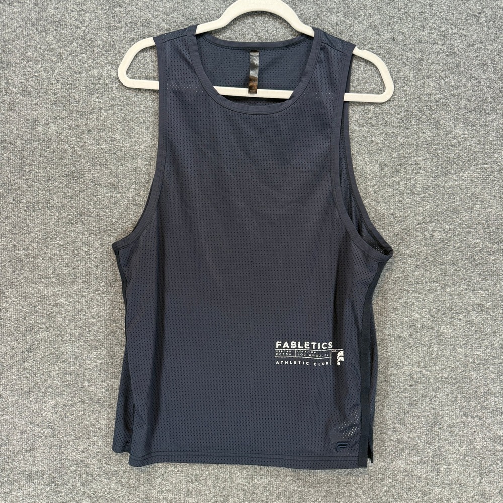 Fabletics Tank Top Mens Small Navy Blue Mesh Athletic Club Training Muscle Tee